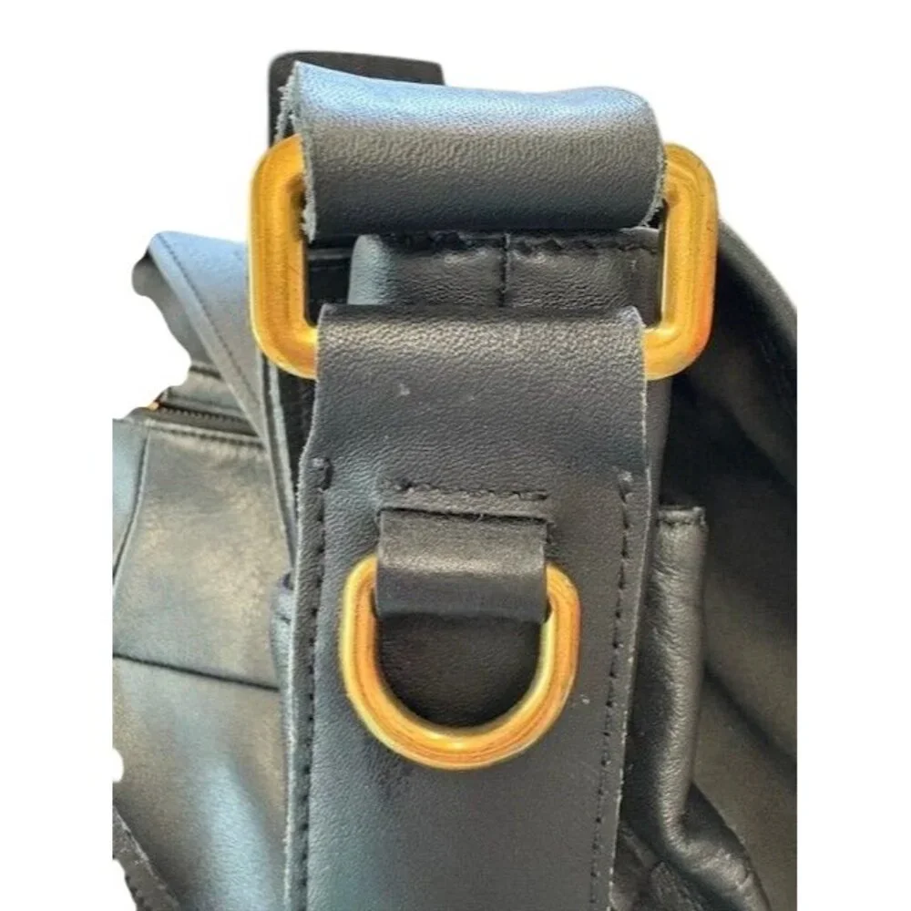 Prada Black Leather Gold Buckle‎ Flap Messenger Bag